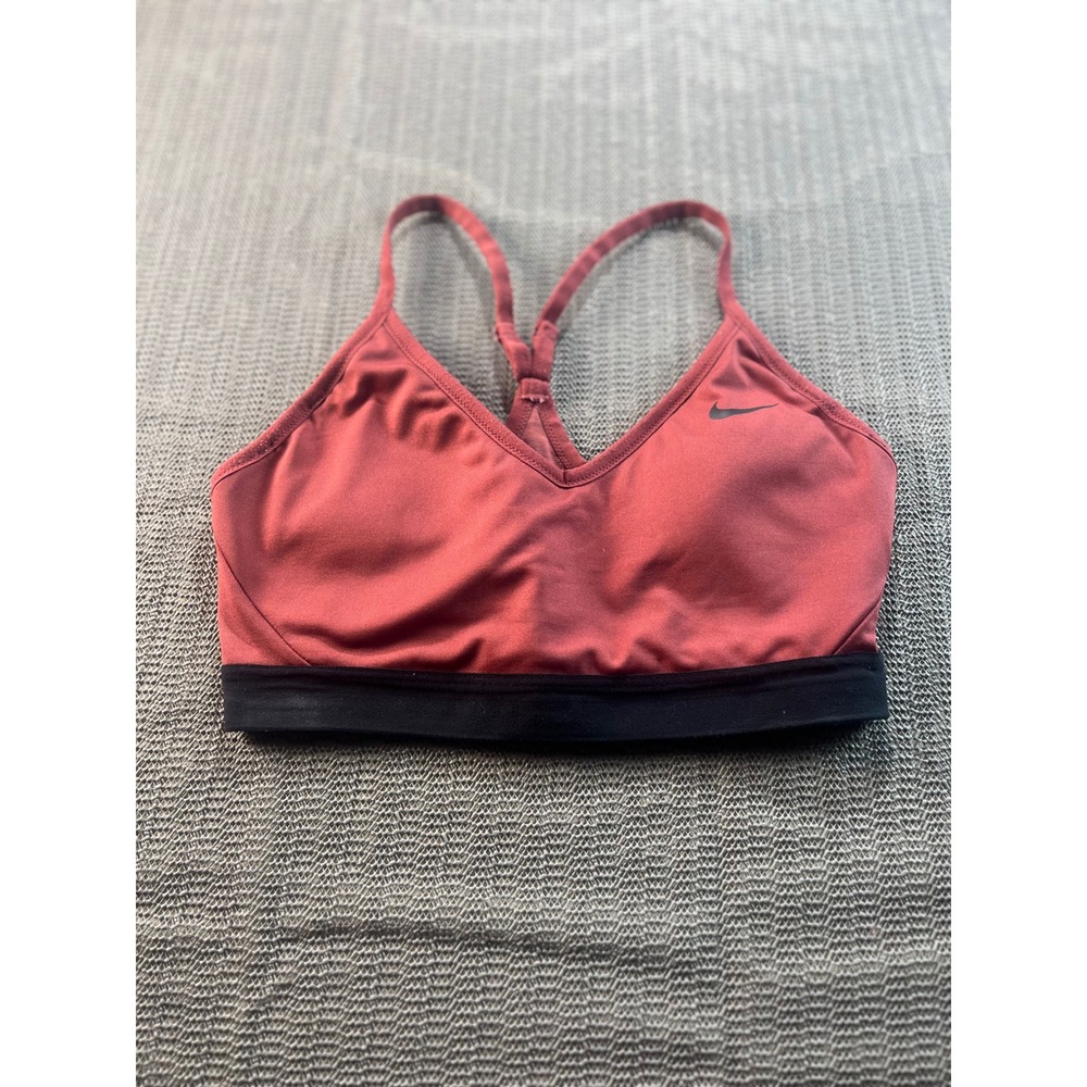 Nike Indy Light Support Sports Bra Cedar Red Rust Black 878614-661 Womens Size M